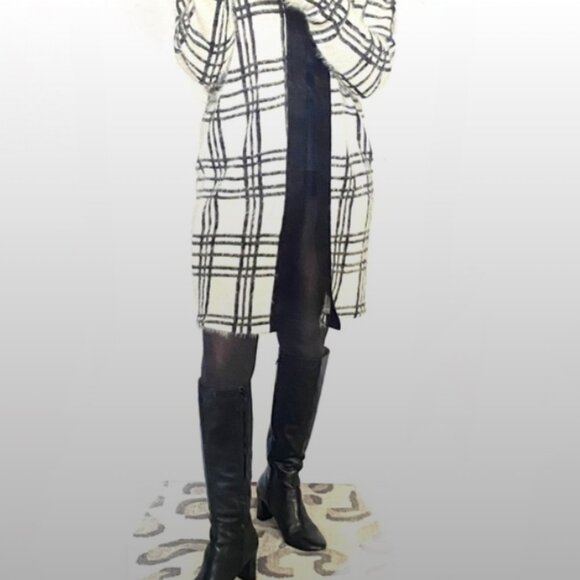 SANCTUARY | Open Front Flyaway Cardigan Sweater Duster Windowpane (Size S) - Picture 3 of 12